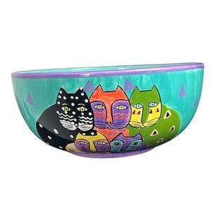 Laurel Burch Vintage 1998 Folk Art Cats Bowl